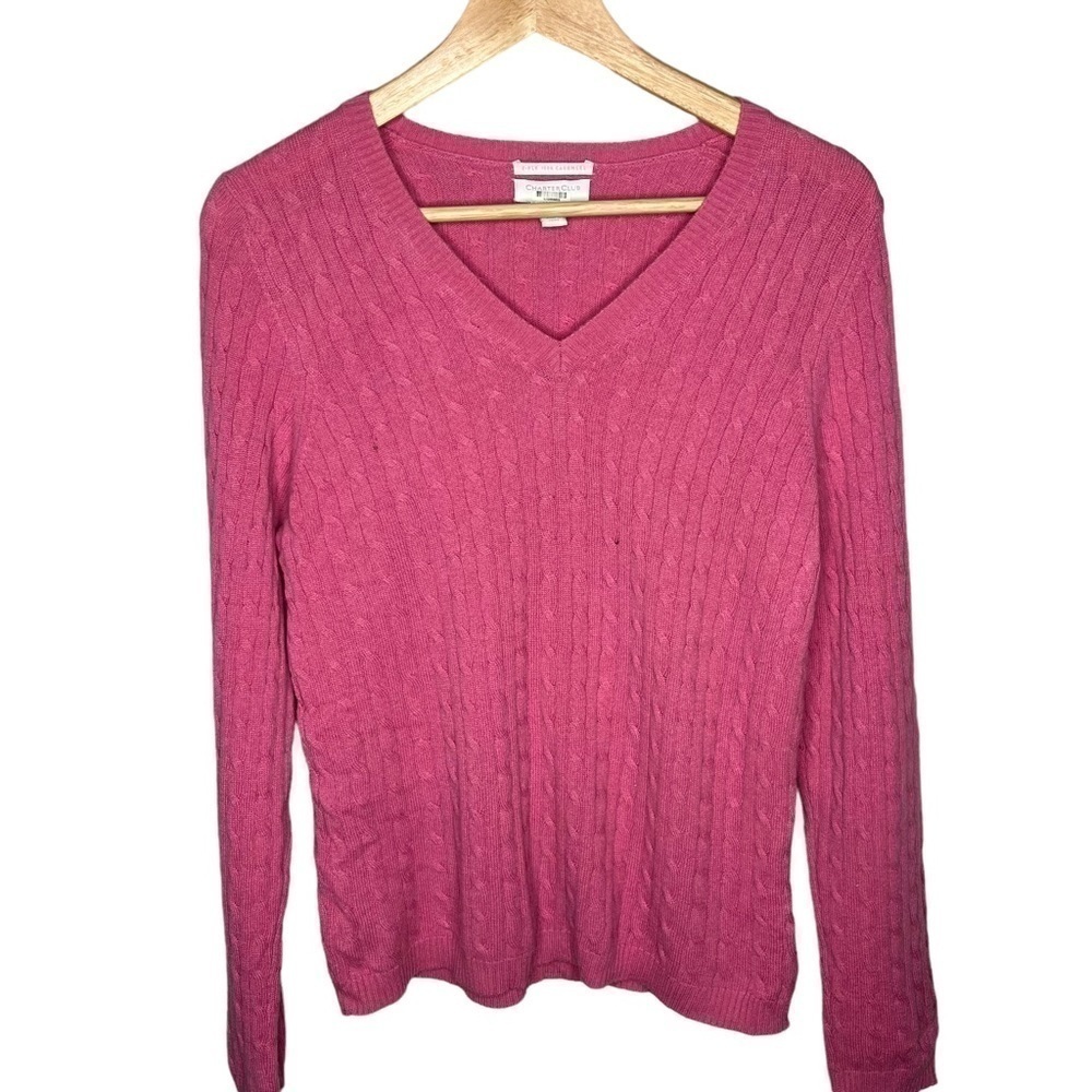 Charter club pink knit 100% cashmere pullover sweater women’s Sz PS
